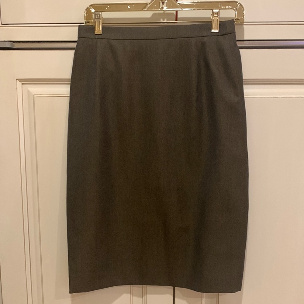 CERRUTI 1881 VINTAGE LUXURY WOOL BROWN SKIRT WITH CENTER BACK SLIT